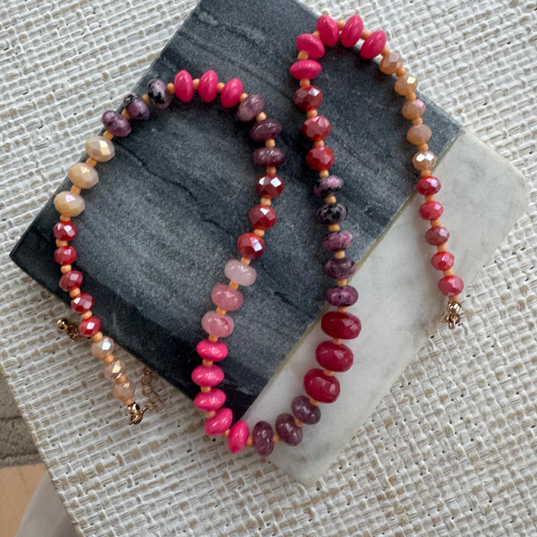 Poppy Pink Gemstone Necklace