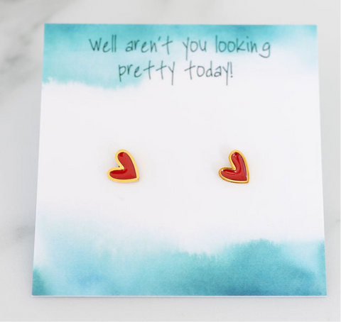 Red and Gold Heart Studs