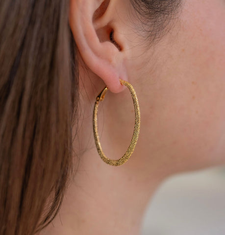 Brushed Gold Oval Earrings