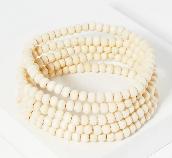 Five Wood Cream Bracelets