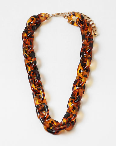 A brown/black resin chunky link short necklace 