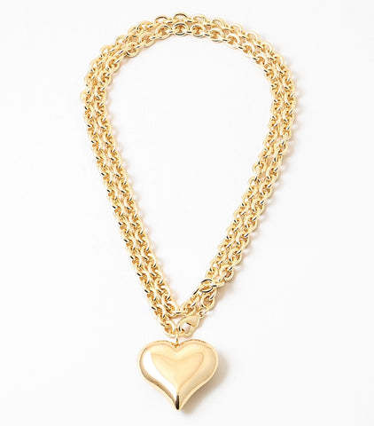 Long Puffy Heart Necklace