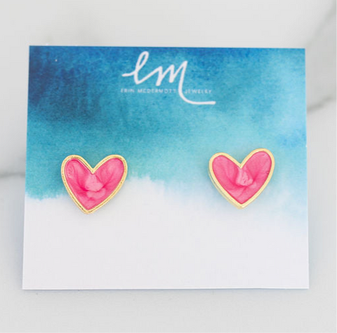 Pink Heart Studs