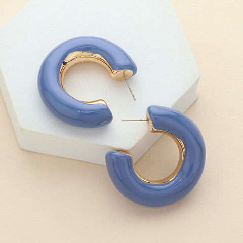 Periwinkle and Gold Hoops