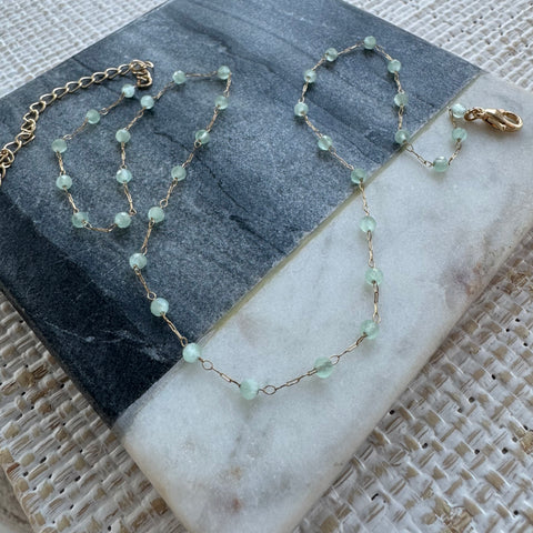 Gold and Mint delicate Necklace