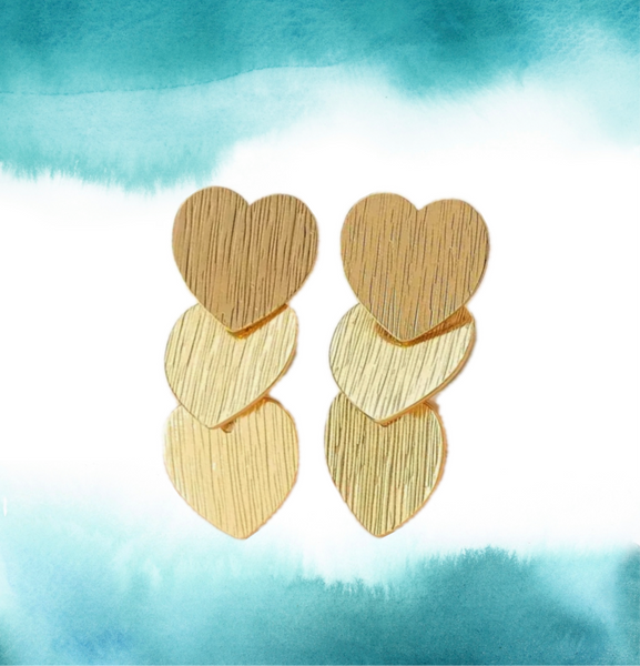 Three Heart Drop Earrings