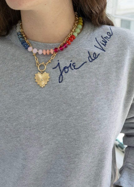 Embroidered Joie de Vivre Sweatshirt