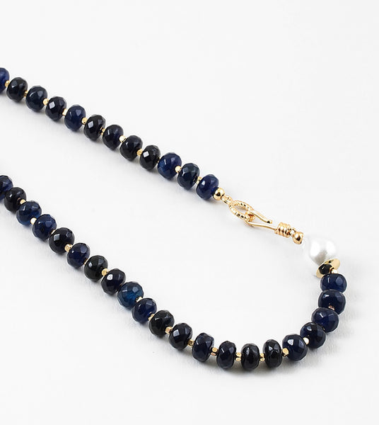 Navy Ice and Pearl Necklace