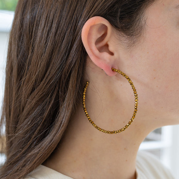 Party Girl Oversized Gold Beaded Hoops