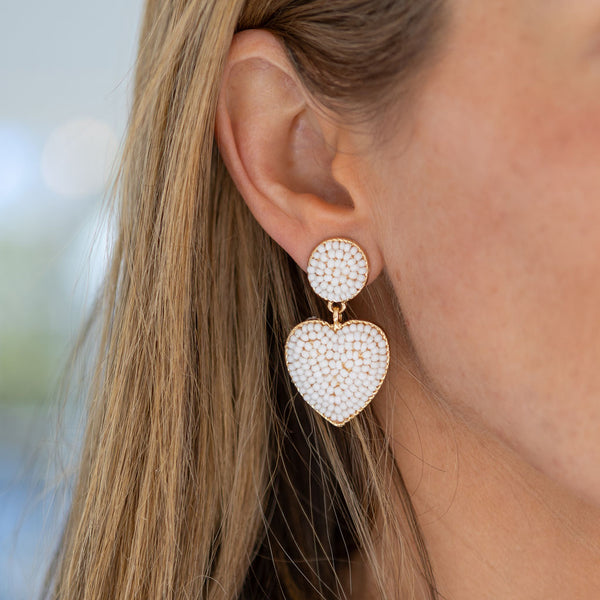 Cotton Candy Beaded Heart Earrings