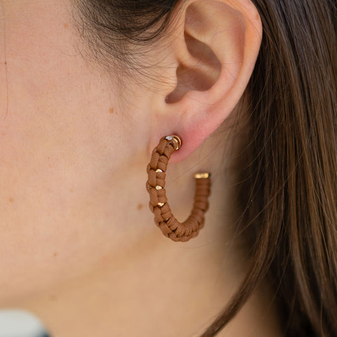 Mocha Sand Woven Hoops