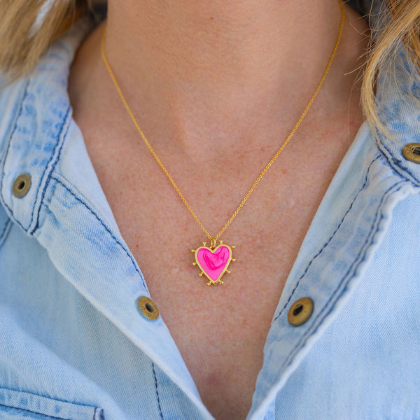 Hot Pink Heart Necklace