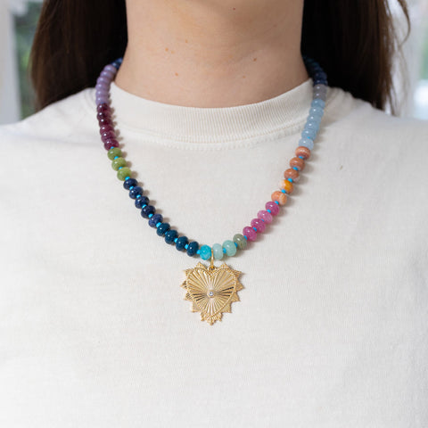 South of France Heart Gemstone Necklace