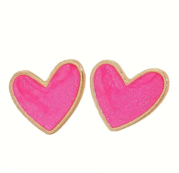 Pink Heart Studs