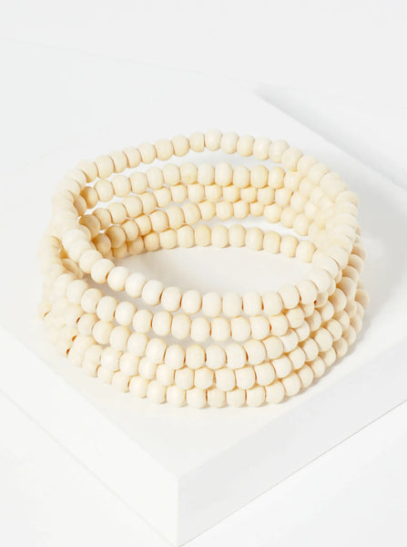 Five Wood Cream Bracelets