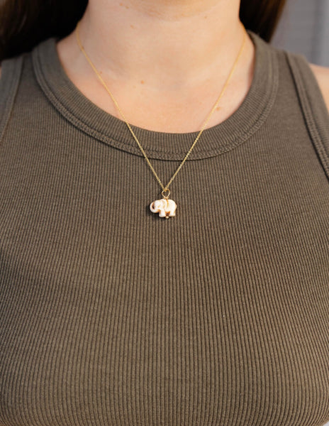 White Turquoise Baby Elephant Necklace