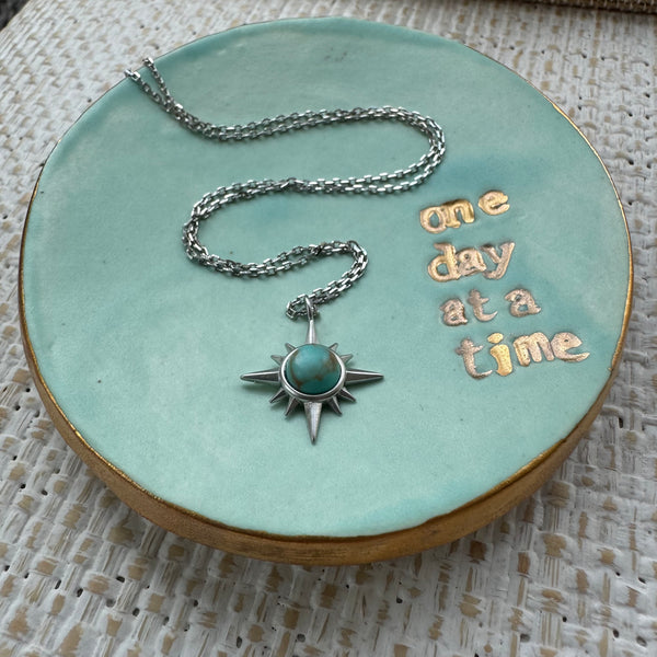 Turquoise and Silver Sunburst Necklace