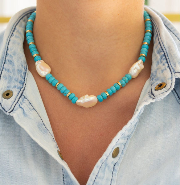 Turquoise and Pearl Necklace