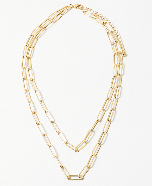 Double Strand Rectangle Link Necklace