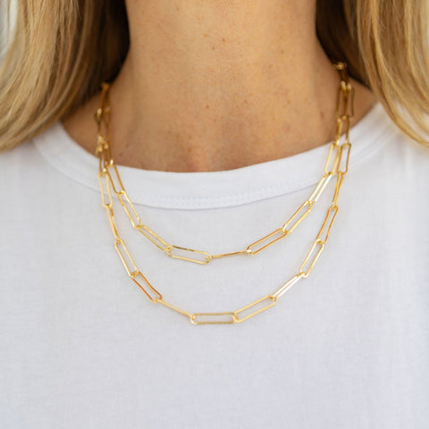 Double Strand Rectangle Link Necklace