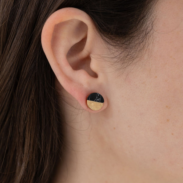 Midnight Half Moon Studs