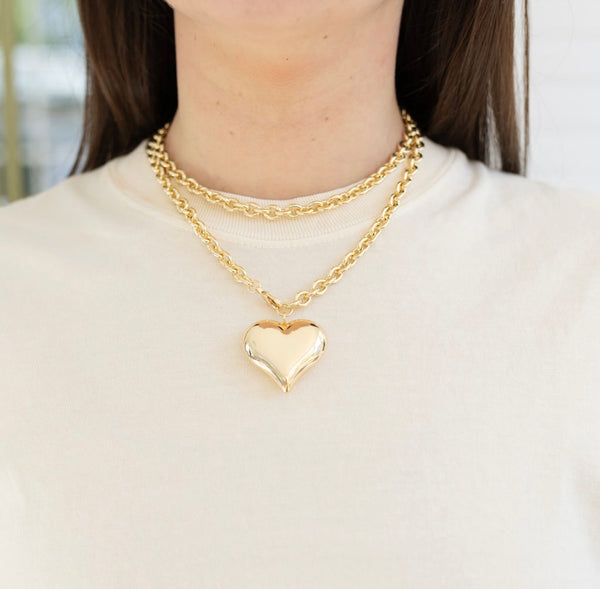 Long Puffy Heart Necklace