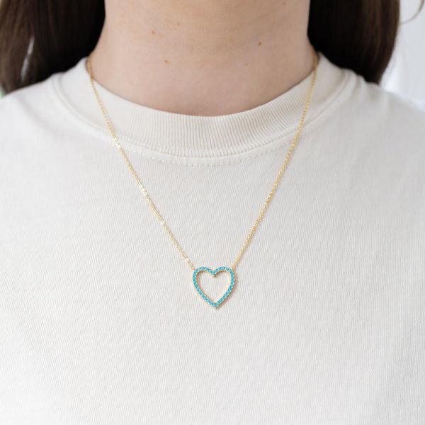 Turquoise Heart and Gold Necklace