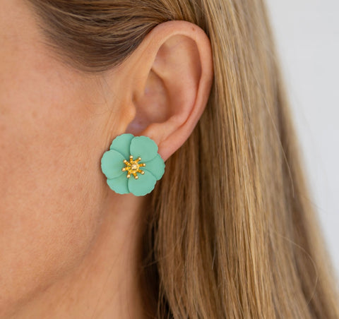 Mint Floral Studs