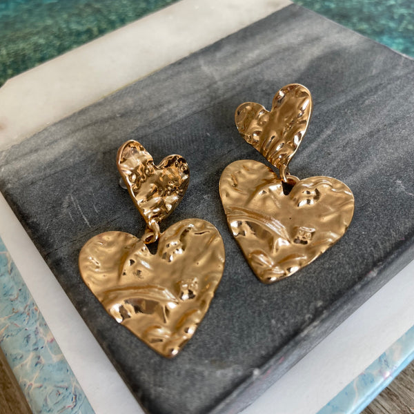 Hammered Heart Earrings