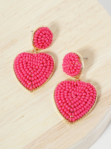 Cotton Candy Beaded Heart Earrings