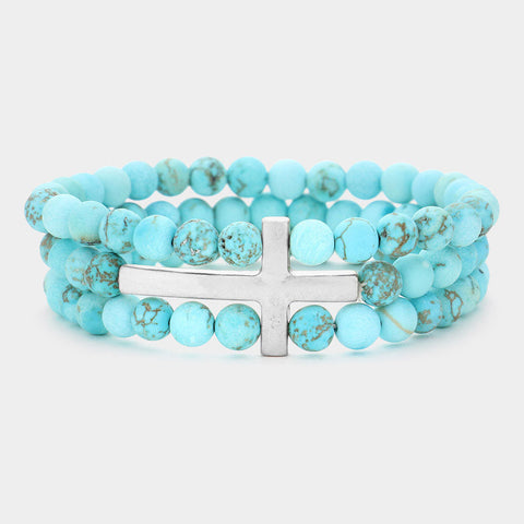 Turquoise and Silver Faith Bracelet