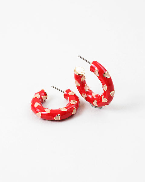 Pink and Red Heart Hoops