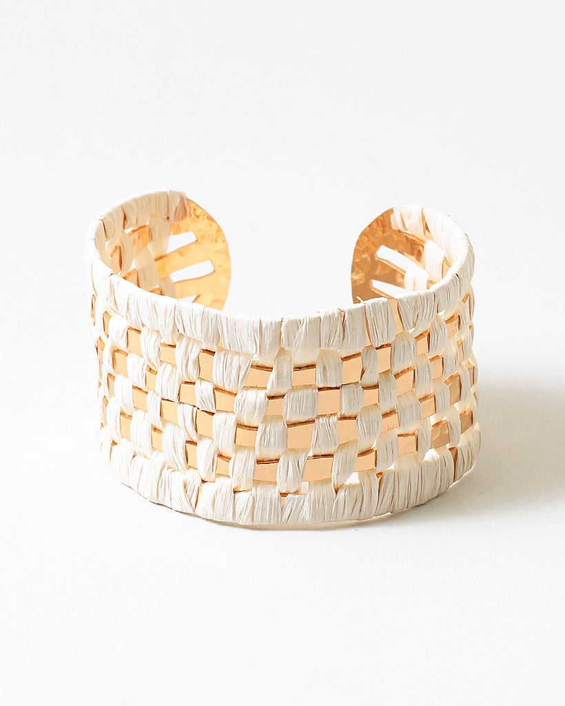 Cream Gold Woven Bangle