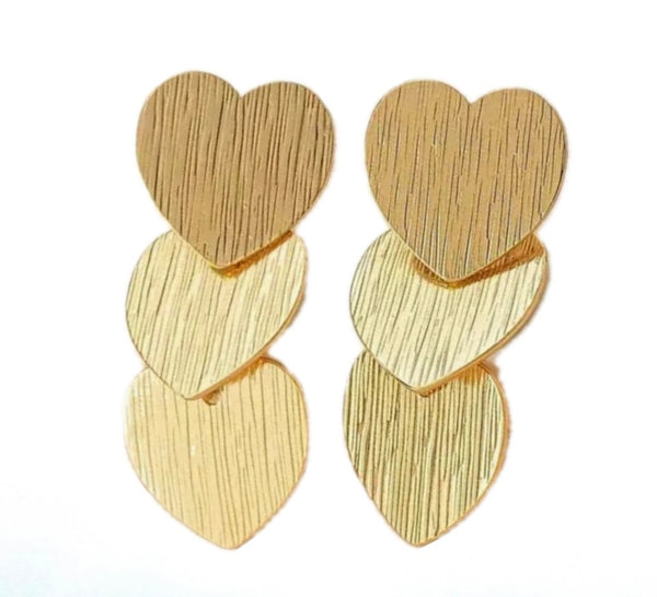 Three Heart Drop Earrings