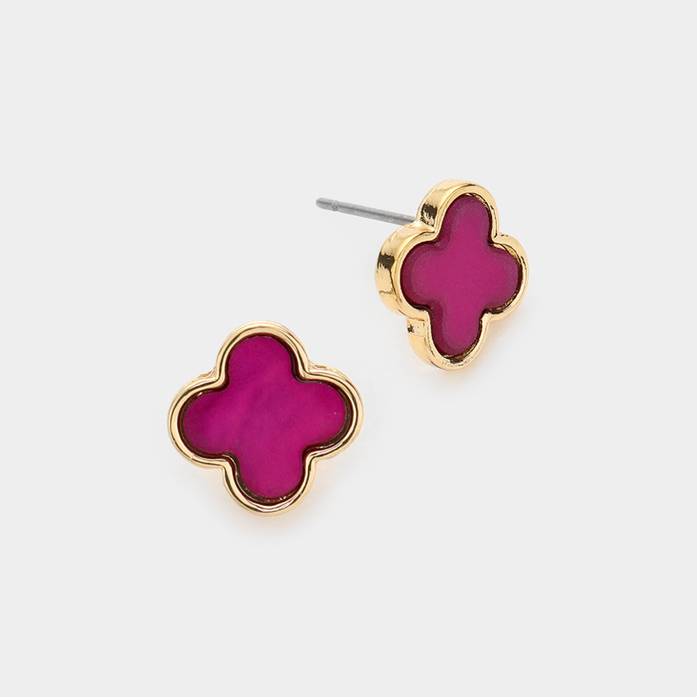 Dusted Raspberry Clover Studs