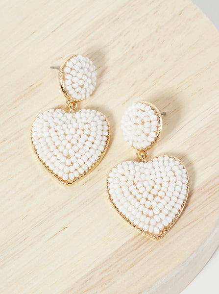 Cotton Candy Beaded Heart Earrings