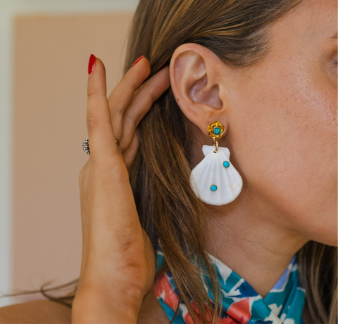 Shell and Turquoise Earrings