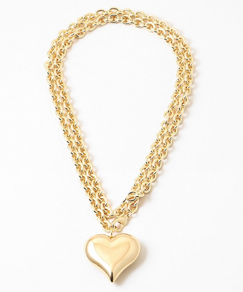 Double Me Up Puffy Heart Necklace