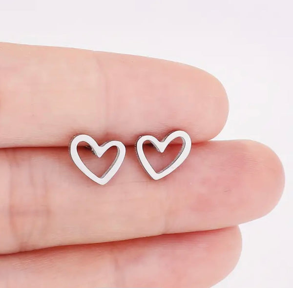 Silver Open Heart Studs