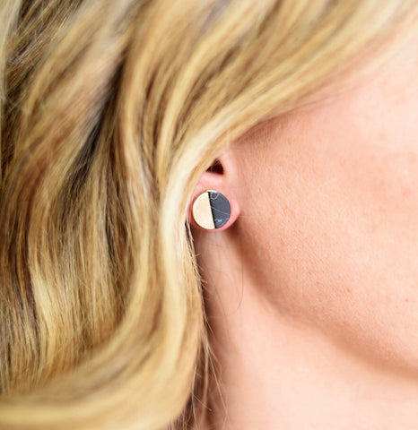 Midnight Half Moon Studs