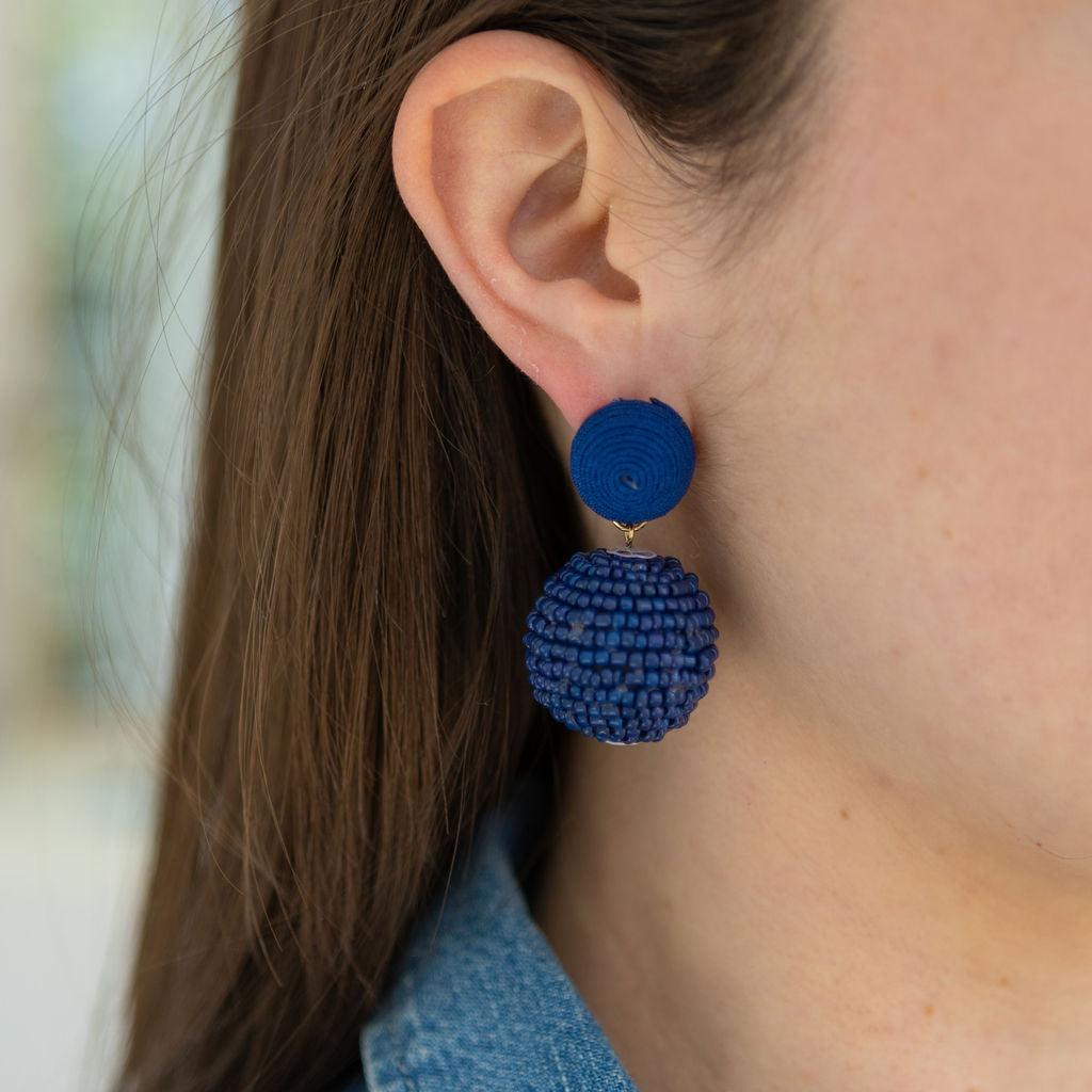 Navy Beaded Earrings