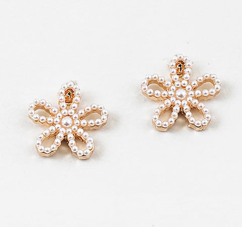 Pearl and Gold Flower Studs