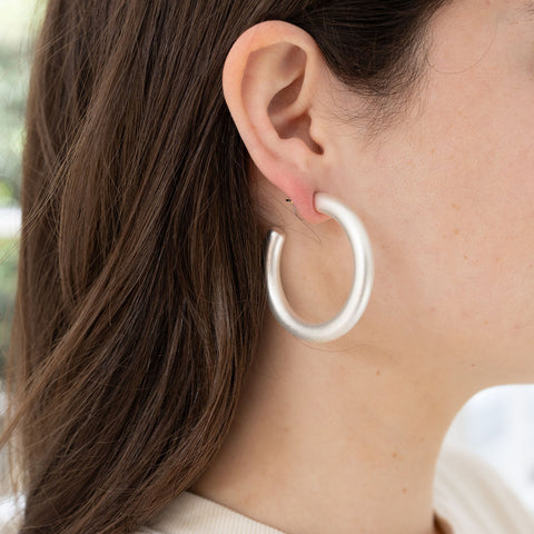 Large Hollow Silver Hoops