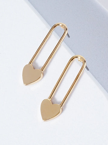 Gold Heart Paperclip Earrings