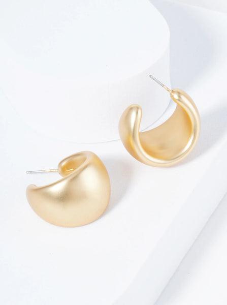 Matte Hollow Gold Hoops