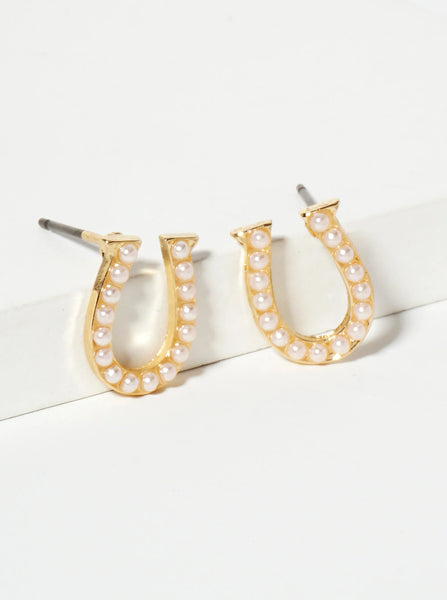 Pearl Horseshoe Studs