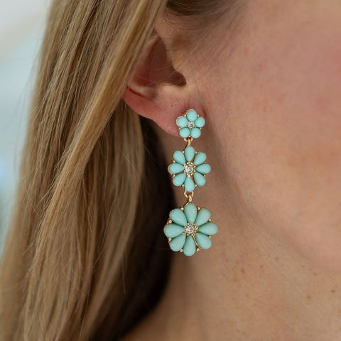 Triple Floral Drop Earrings