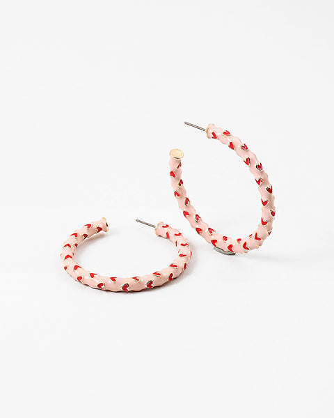 Pink Hoops with Tiny Red Heart Hoops