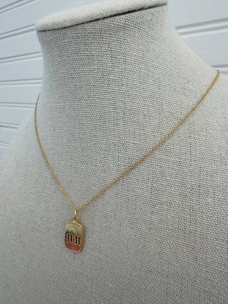 11:11 Good Luck Rectangle Gold Necklace