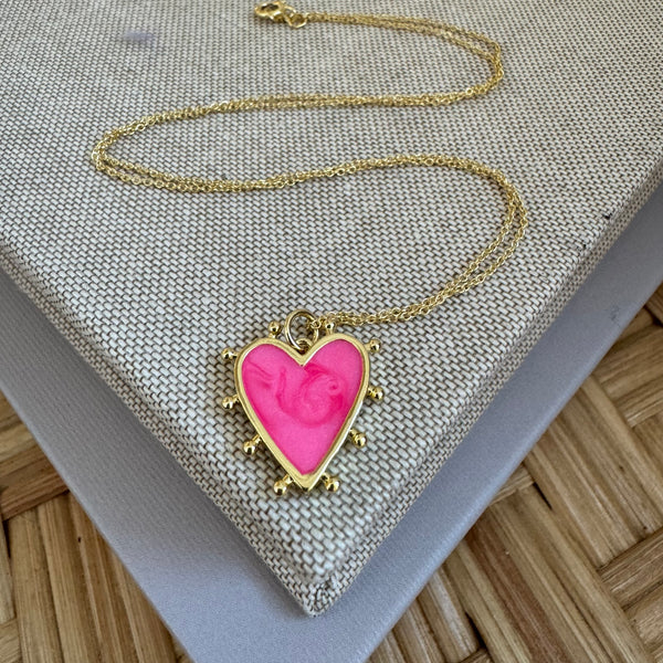 Hot Pink Heart Necklace